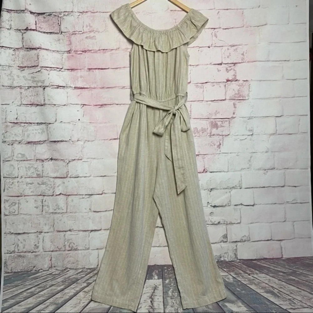 UNIVERSAL THREAD Beige Off the Shoulder Jumpsuit